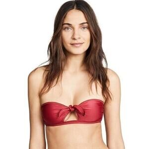 Vix by Paul Hermanny NWOT Red Front Knot Cut Out Self-Tie Bandeau Bikini Top S